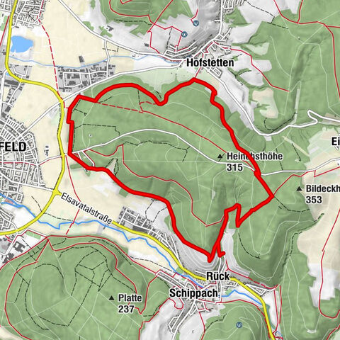 Elsenfeld OT Rück : via les vignobles, passer par la Croix Rouge jusqu'à Hofstetten, puis revenir par le Hochberg jusqu'au parking