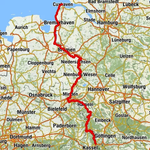 Weser-Radweg: Hauptroute Gesamt