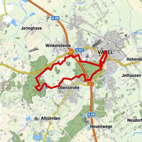 Rundwanderweg um den Mühlenteich von Varel über Obenstrohe