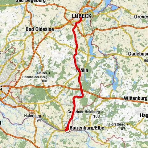 Elbe-Lübeck Canal from Lauenburg to the Baltic Sea