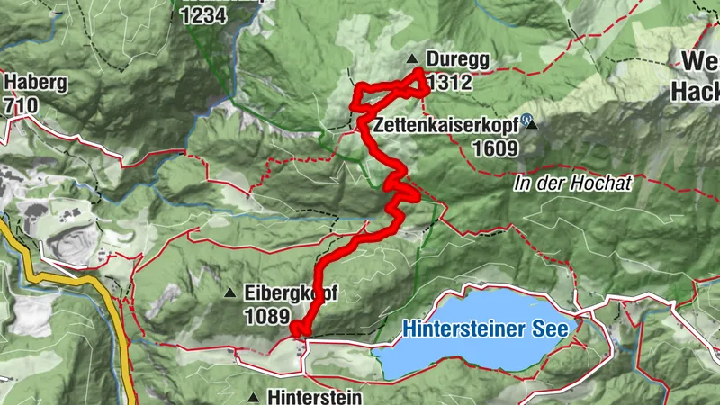 Kreuzbichl, Duregg? Walleralm, Stöfflhütte, Kafma Alm, Hintersteiner See