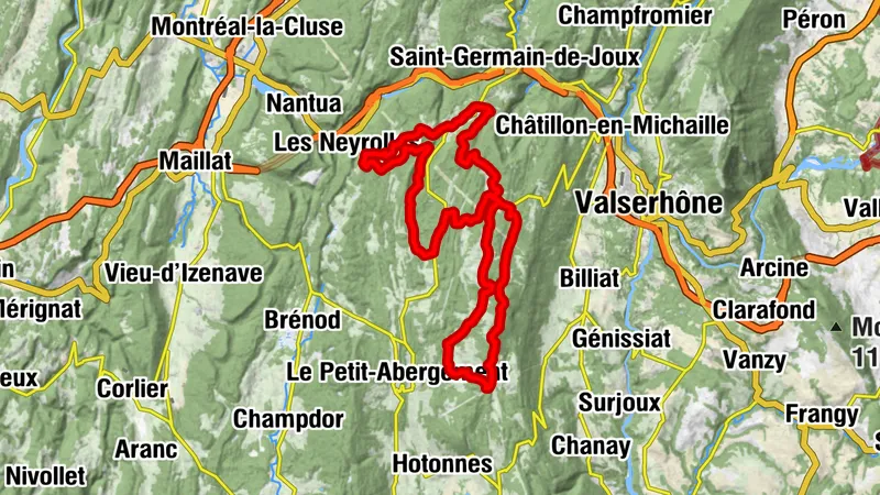 Parcours VTTAE 15 noir - Le grand tour du plateau de Retord - Espace FFC Ain Forestière