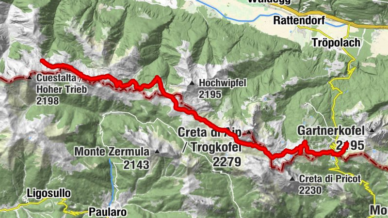 03 Südalpenweg, 22. Etappe: Naßfeld - Zollnerseehütte