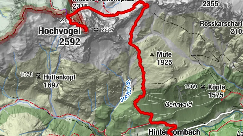 Depuis Hinterhornbach jusqu'au Hochvogel