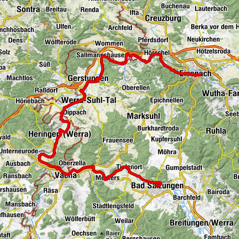Réseaux cyclables longue distance de Thuringe - 02 - Werratal-Radweg - Étape 4 : Bad Salzungen → Eisenach